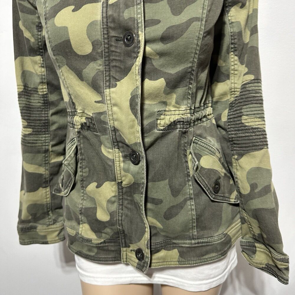 Hollister Utility Green Camo  Camouflage Jacket Women's Size M Drawstring Waist - Picture 6 of 15